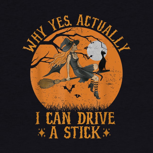 Why Yes Actually I Can Drive a Stick witch Cat Halloween by Formoon